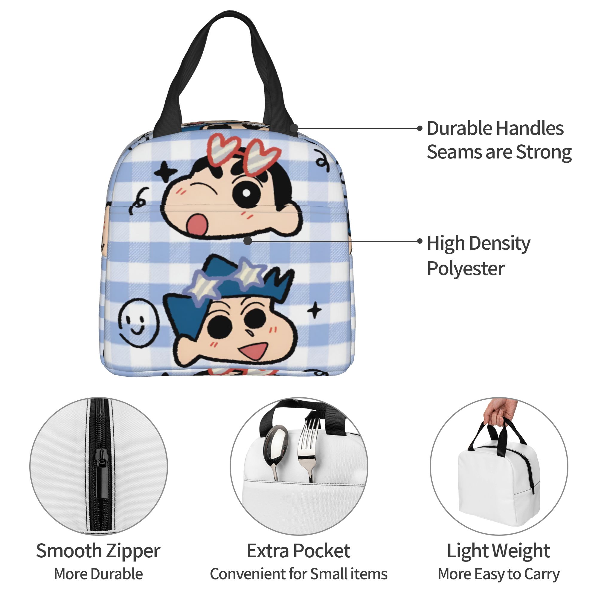 Travel Accessories 2022 - Crayons S-Shinchans Insulated Lunch Bag Waterproof