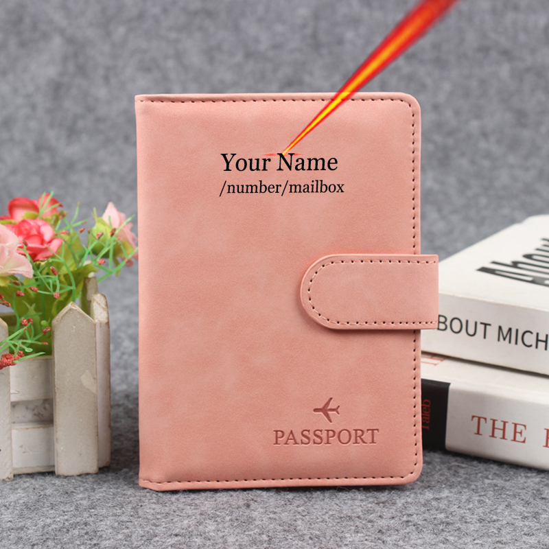 Travel Accessories Rfid - Magnetic Button Passport Cover Customize Name