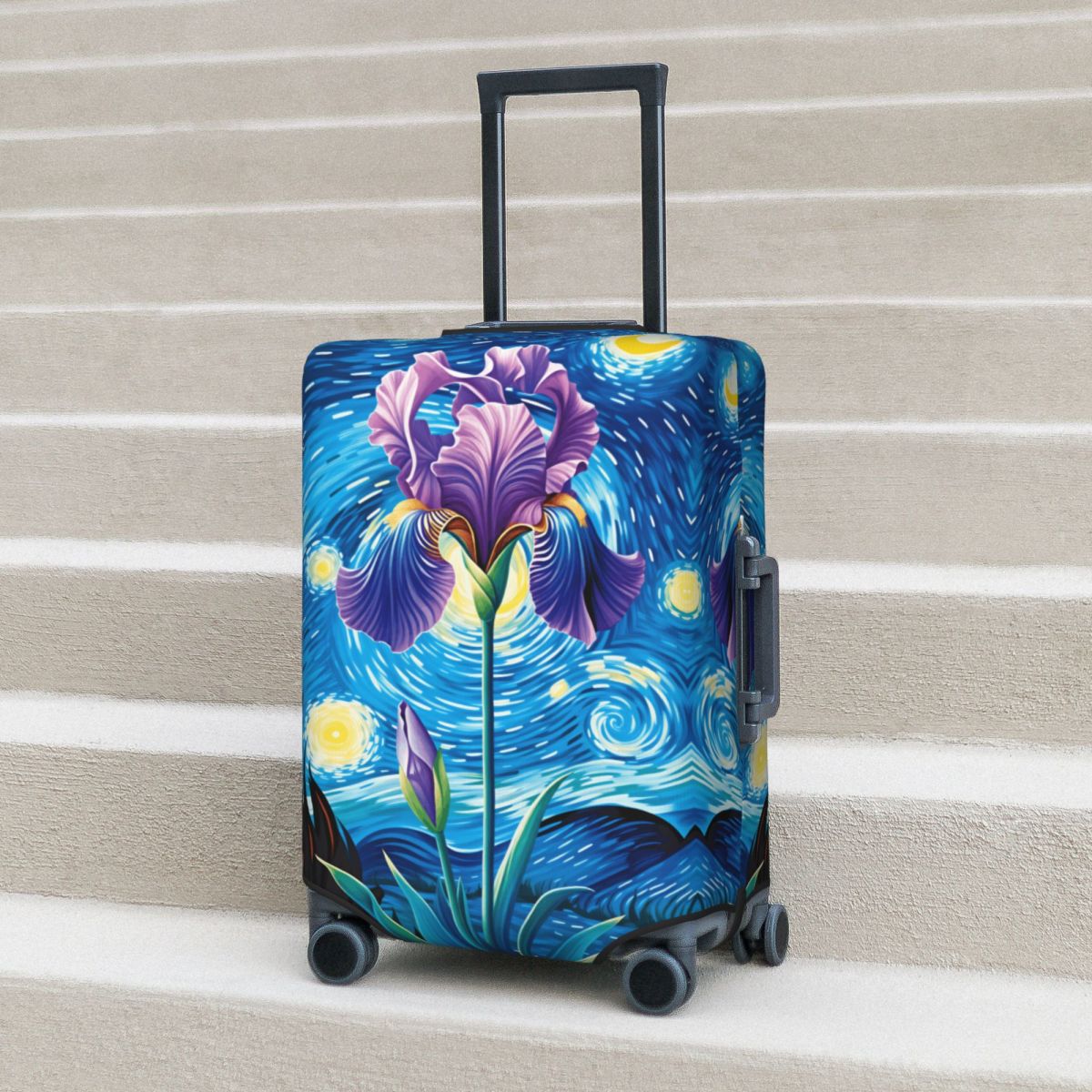 Travel Van Accessories - Irises With Van Gogh Starry Night