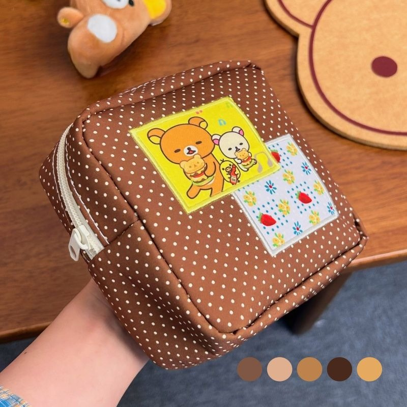 Travel Accessories Cute - Kawaii Rilakkuma Brown Polka Dot Cosmetic