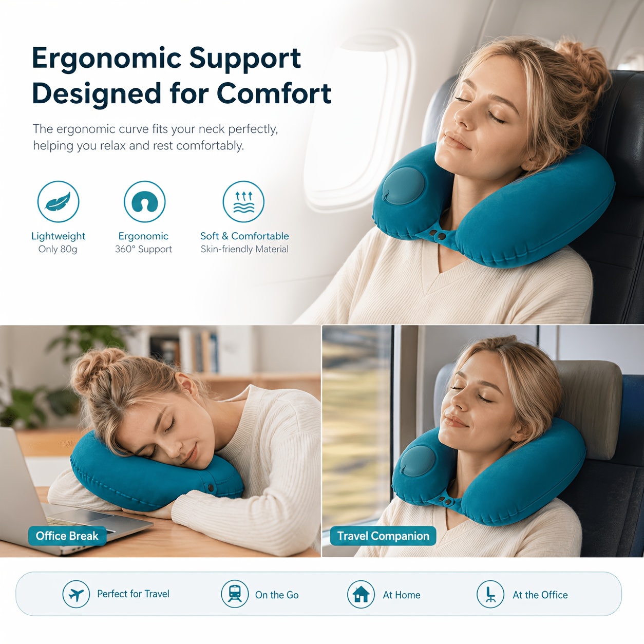 Travel Accessories Pillow - SPDJUMPER Inflatable Travel Neck Pillow, U-Shaped