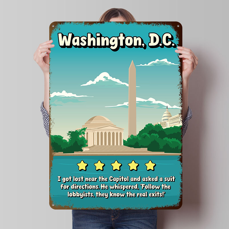 Travel Accessories Reviews - Washington D.C. Funny Review Travel Tinplate