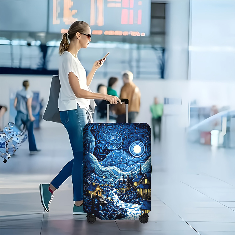 Travel Van Accessories - 1PC Van Gogh-style printed luggage cover